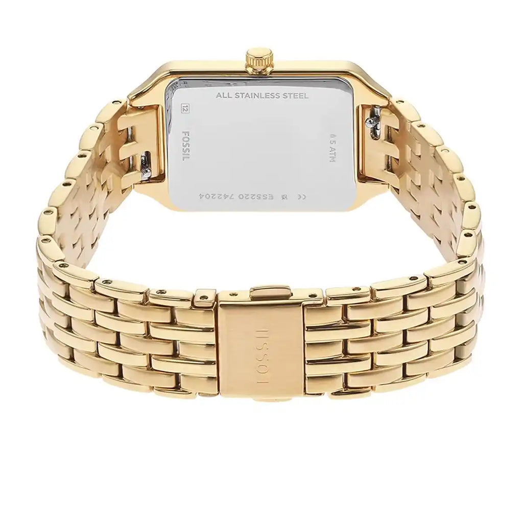 Fossil Raquel ES5220 Women’s Watch – White Dial, Gold-Tone Stainless Steel Bracelet & Day-Date Display