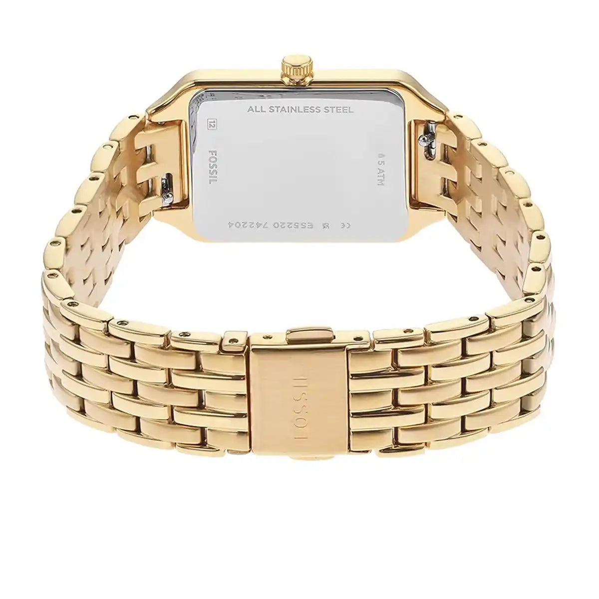 Fossil Raquel ES5220 Women’s Watch – White Dial, Gold-Tone Stainless Steel Bracelet & Day-Date Display