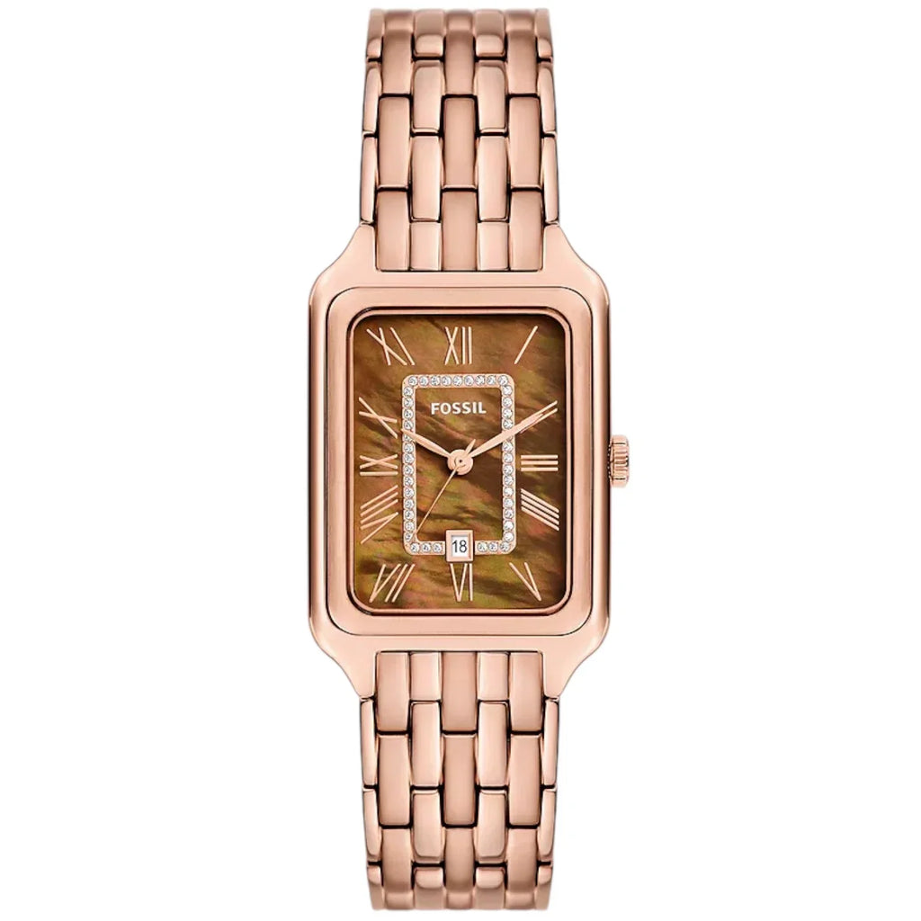 Fossil Raquel ES5323 Women’s Watch – Brown Mother-of-Pearl Dial, Rose Gold-Tone Bracelet & Crystal Accents