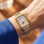 Fossil Raquel ES5398 Women’s Watch – Mother-of-Pearl Dial, Gold-Tone Bracelet & Sun & Moon Display