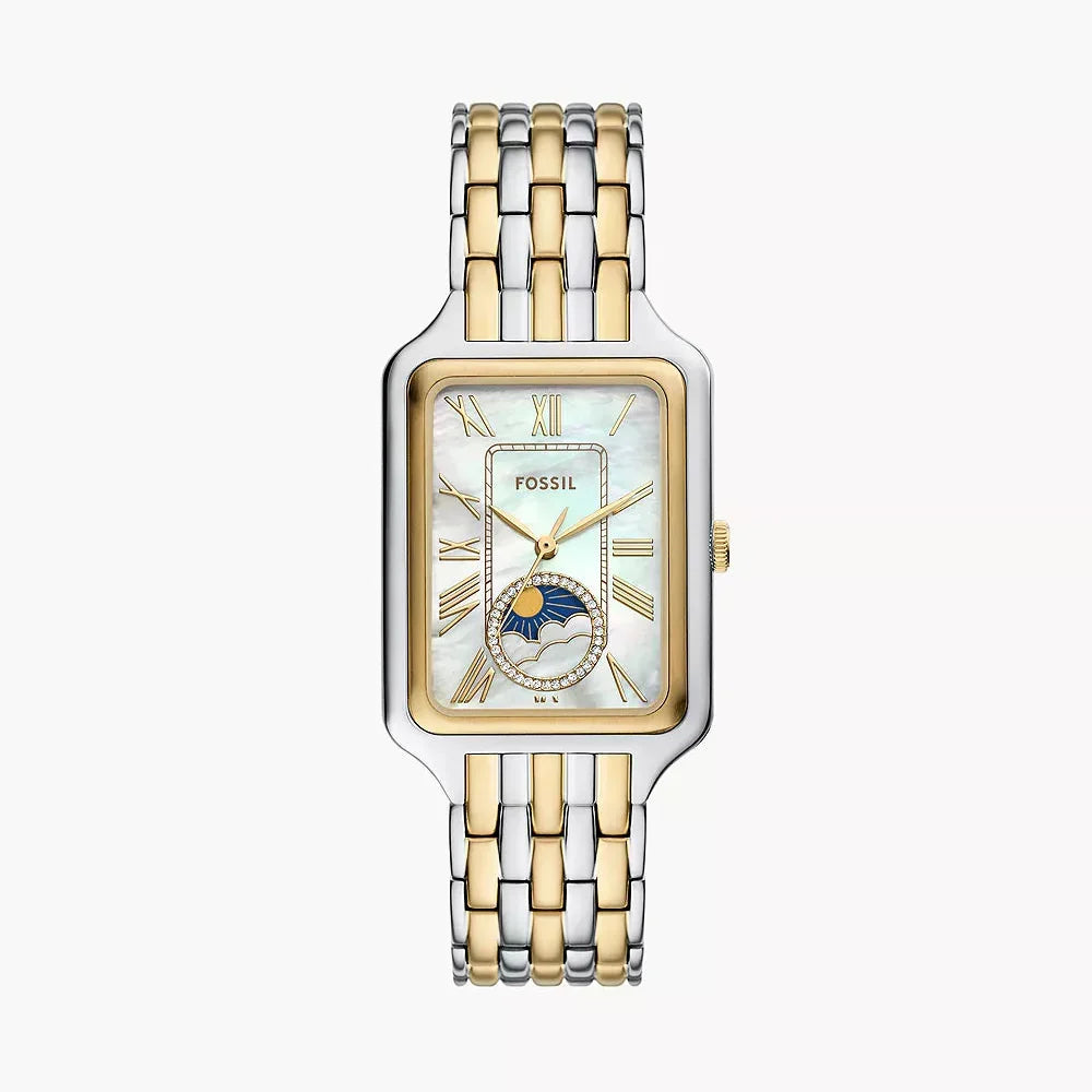 Fossil Raquel ES5399 Women’s Watch – Mother-of-Pearl Dial, Two-Tone Bracelet & Sun & Moon Display