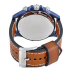 Fossil Nate JR1504 50mm Men’s Chronograph Watch – Navy Blue Dial & Brown Genuine Leather Strap
