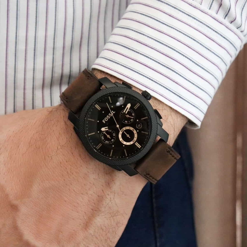 Fossil Machine Flight FS4656 42mm Men’s Chronograph Watch – Brown Dial & Brown Genuine Leather Strap