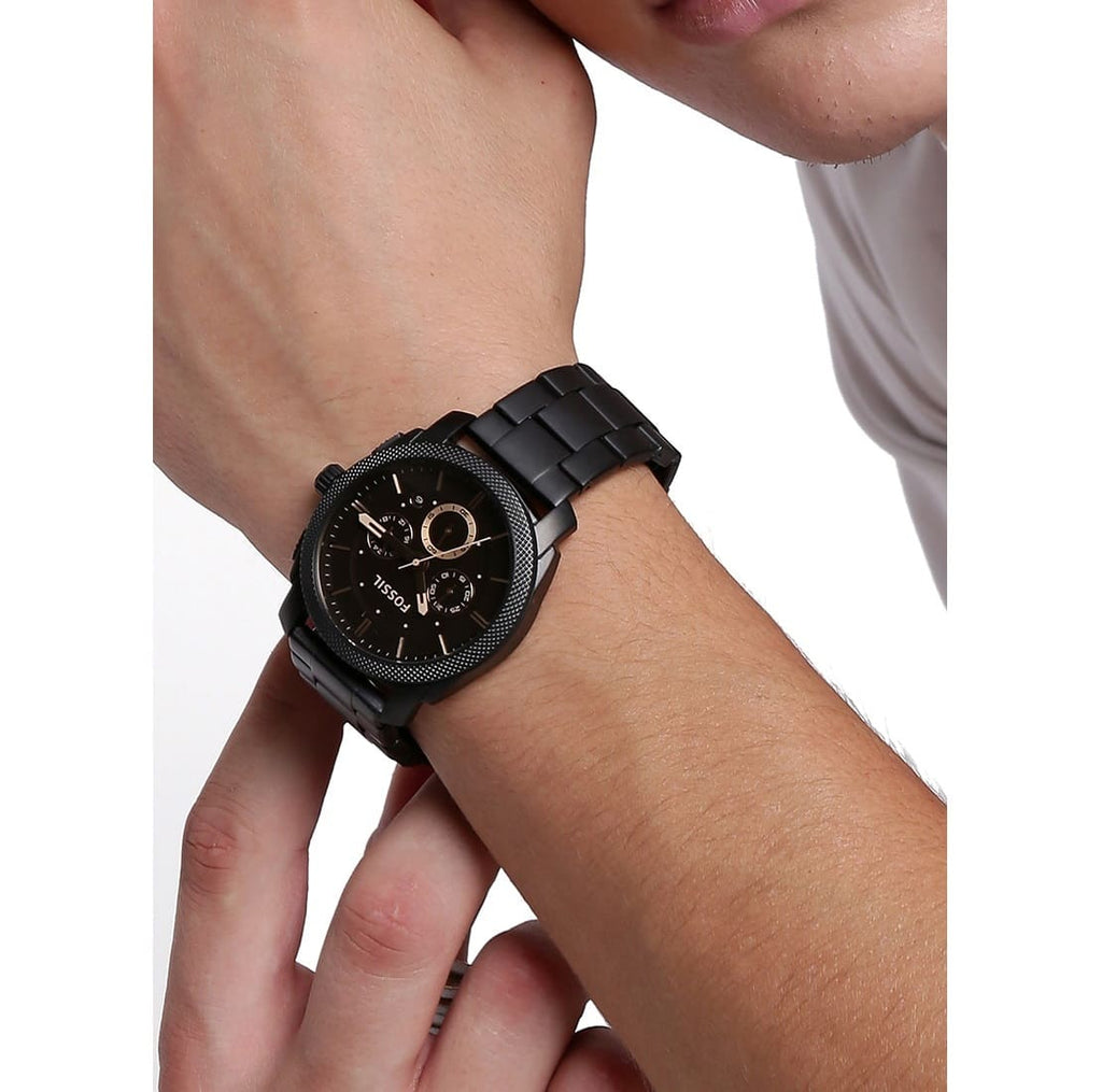 Fossil Machine FS4682 42mm Men’s Chronograph Watch – Black Dial & Black Stainless Steel Bracelet