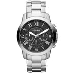 Fossil Grant FS4736 44mm Men’s Chronograph Watch – Black Dial & Silver-tone Stainless Steel Bracelet