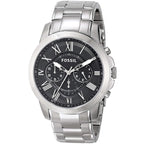 Fossil Grant FS4736 44mm Men’s Chronograph Watch – Black Dial & Silver-tone Stainless Steel Bracelet