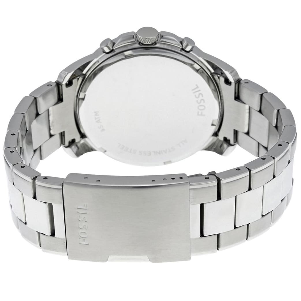 Fossil Grant FS4736 44mm Men’s Chronograph Watch – Black Dial & Silver-tone Stainless Steel Bracelet