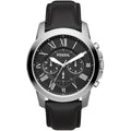 Fossil Grant FS4812 44mm Men’s Chronograph Watch – Black Dial & Black Genuine Leather Strap