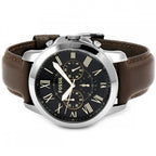 Fossil Grant FS4813 44mm Men’s Chronograph Watch – Black Dial & Brown Genuine Leather Strap