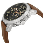 Fossil Grant FS4813 44mm Men’s Chronograph Watch – Black Dial & Brown Genuine Leather Strap