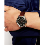 Fossil Grant FS4813 44mm Men’s Chronograph Watch – Black Dial & Brown Genuine Leather Strap
