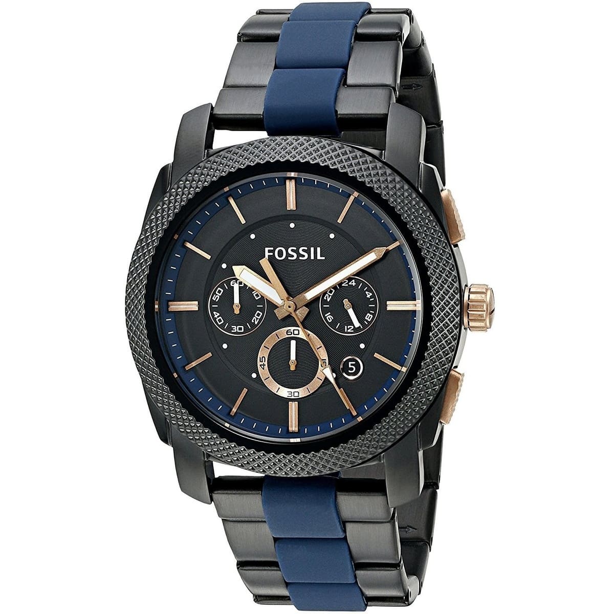 Fossil Machine FS5164 45mm Men’s Chronograph Watch – Black Dial & Two-tone Stainless Steel Bracelet