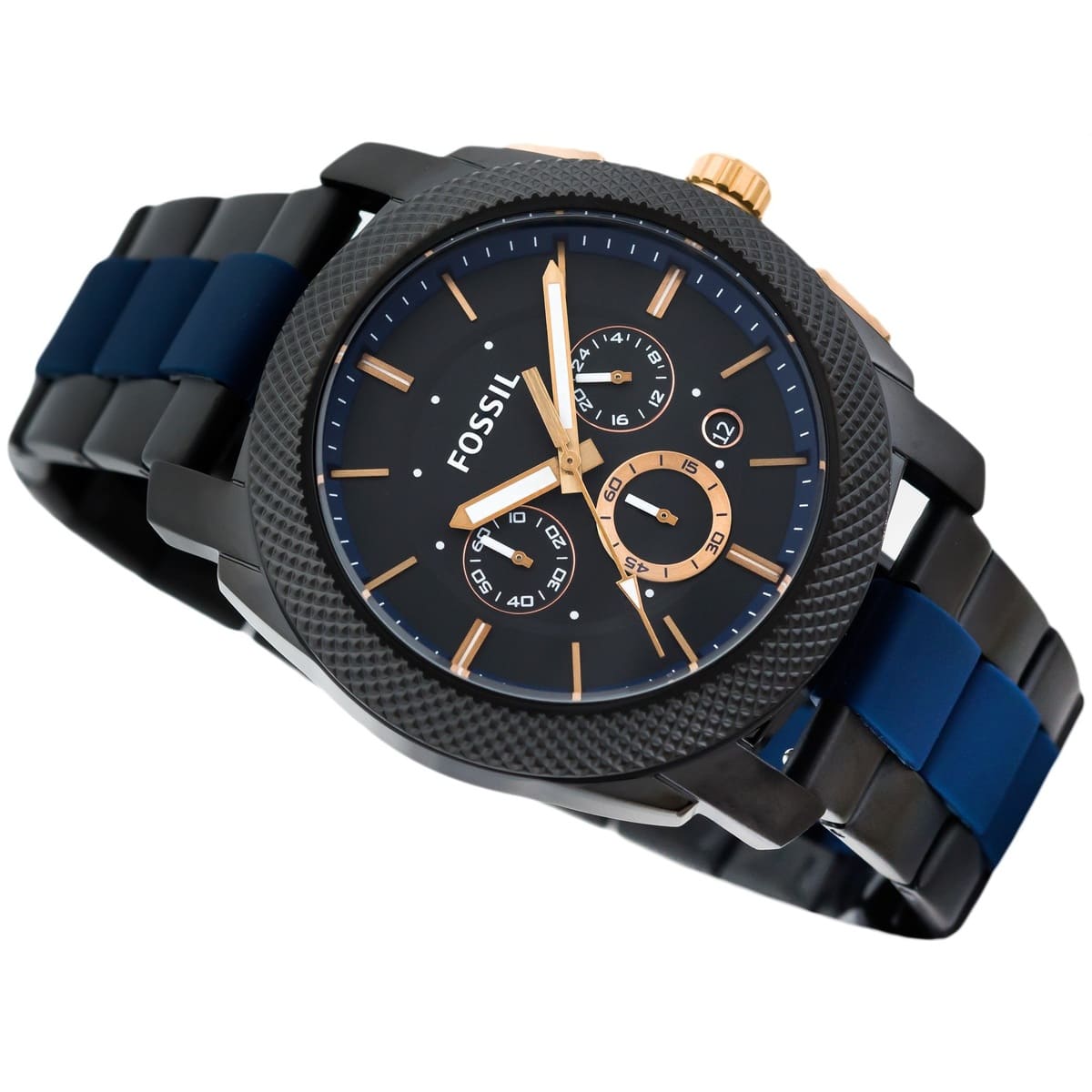 Fossil Machine FS5164 45mm Men’s Chronograph Watch – Black Dial & Two-tone Stainless Steel Bracelet