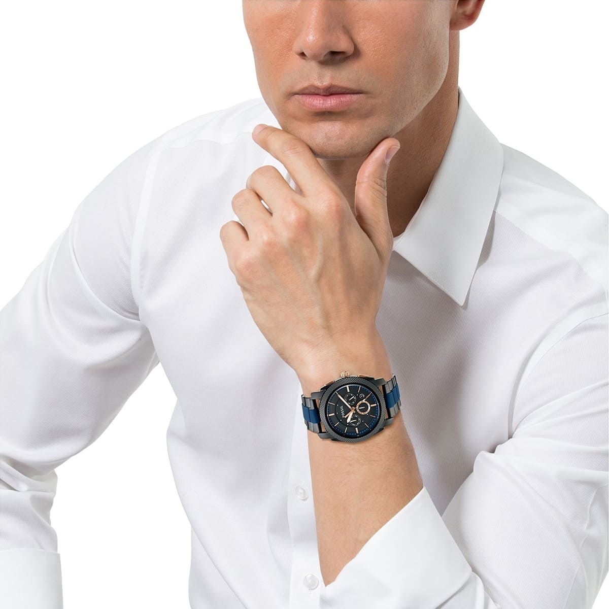 Fossil Machine FS5164 45mm Men’s Chronograph Watch – Black Dial & Two-tone Stainless Steel Bracelet