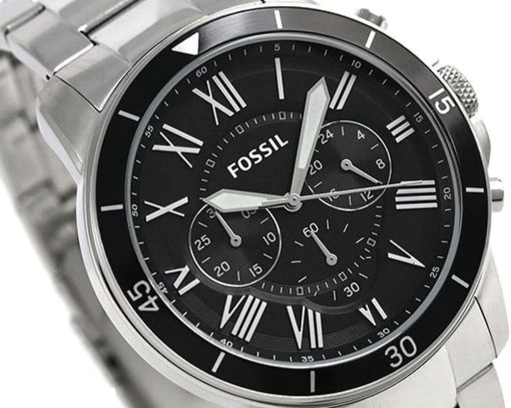 Fossil Grant Sport FS5236 44mm Men’s Chronograph Watch – Black Dial & Silver-tone Stainless Steel Bracelet