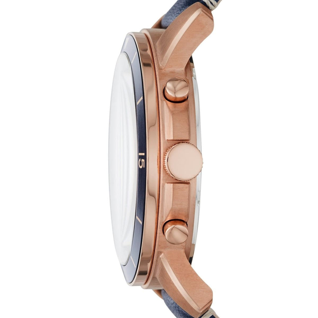 Fossil Grant FS5237 44mm Men’s Chronograph Watch – Blue Dial & Blue Genuine Leather Strap