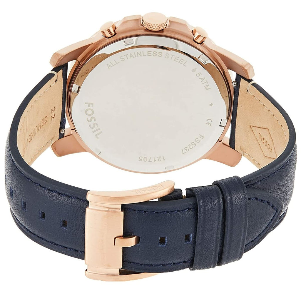 Fossil Grant FS5237 44mm Men’s Chronograph Watch – Blue Dial & Blue Genuine Leather Strap
