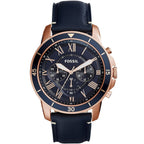 Fossil Grant FS5237 44mm Men’s Chronograph Watch – Blue Dial & Blue Genuine Leather Strap