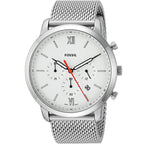 Fossil FS5382 44mm Men’s Quartz Watch – White Dial & Silver-tone Stainless Steel Bracelet