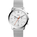 Fossil FS5382 44mm Men’s Quartz Watch – White Dial & Silver-tone Stainless Steel Bracelet