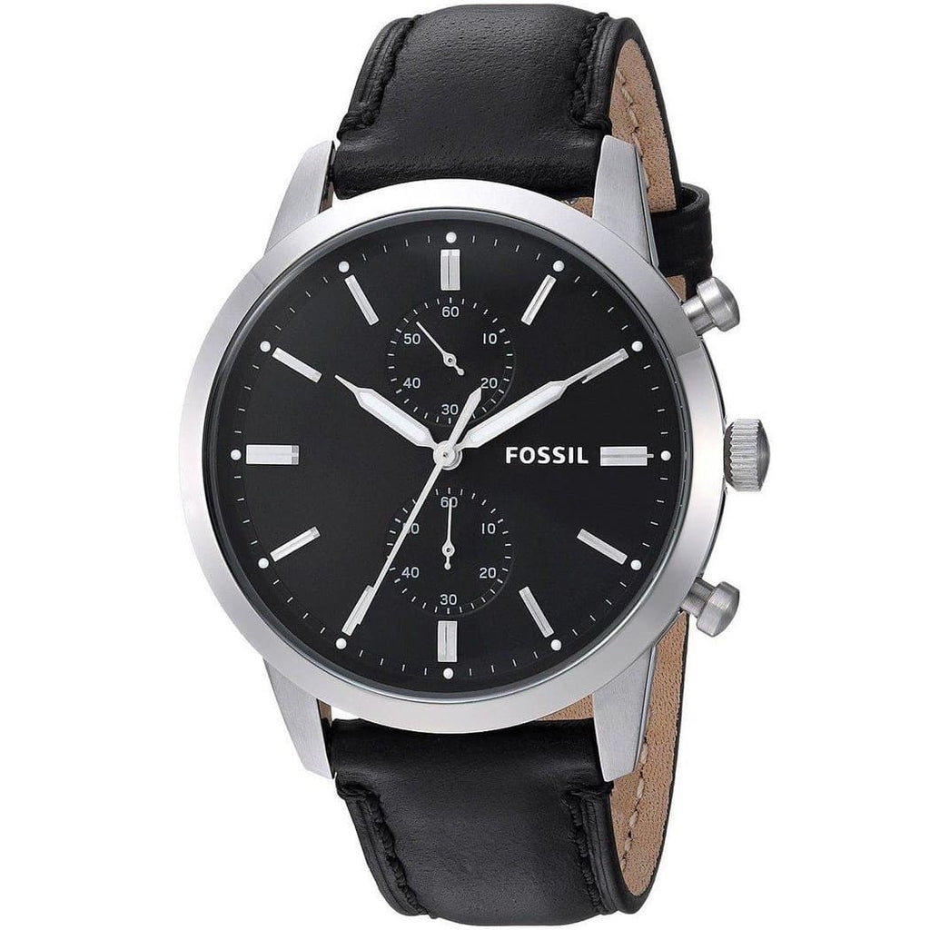 Fossil Townsman FS5396 44mm Men’s Quartz Watch – Black Dial & Black Genuine Leather Strap