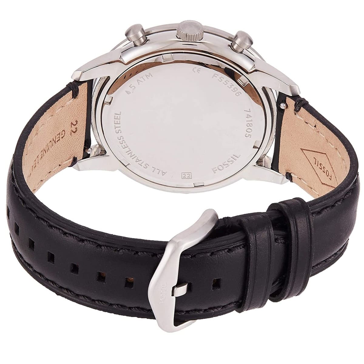 Fossil Townsman FS5396 44mm Men’s Quartz Watch – Black Dial & Black Genuine Leather Strap