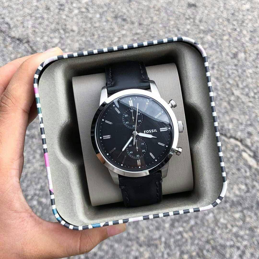 Fossil Townsman FS5396 44mm Men’s Quartz Watch – Black Dial & Black Genuine Leather Strap