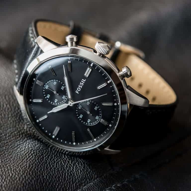 Fossil Townsman FS5396 44mm Men’s Quartz Watch – Black Dial & Black Genuine Leather Strap