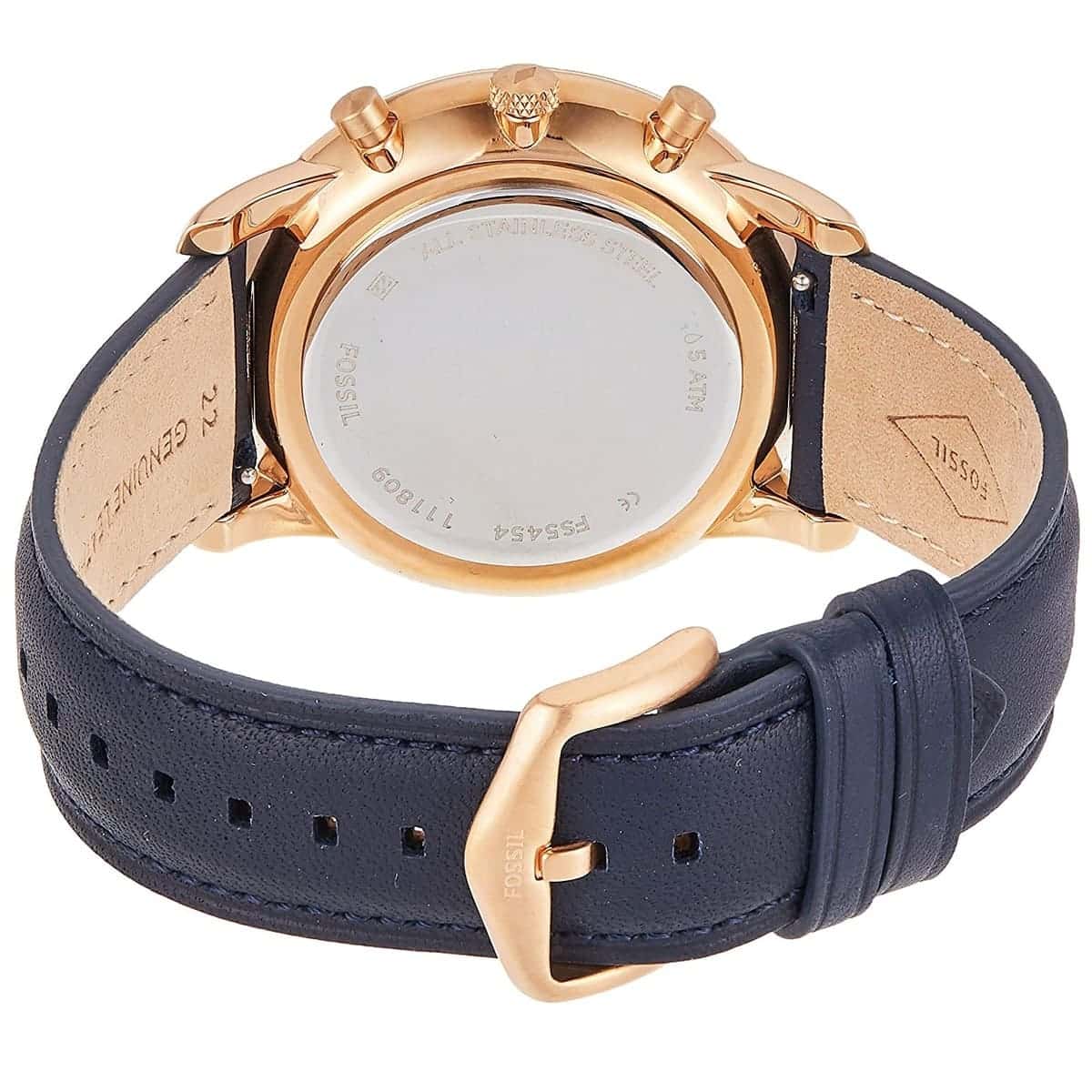 Fossil Neutra FS5454 44mm Men’s Chronograph Watch – Blue Dial & Blue Genuine Leather Strap