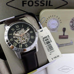 Fossil ME3100 45mm Men’s Automatic Watch – Skeleton Dial & Genuine Leather Strap