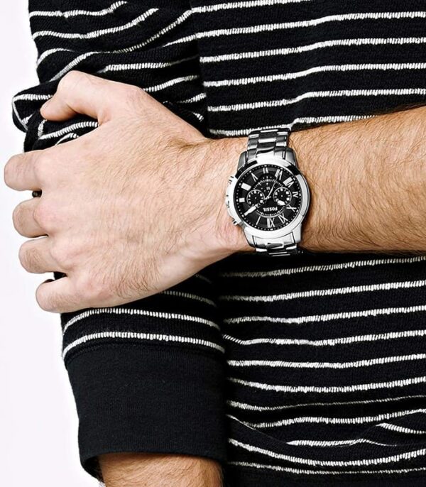 Fossil Grant Sport FS5236 44mm Men’s Chronograph Watch – Black Dial & Silver-tone Stainless Steel Bracelet