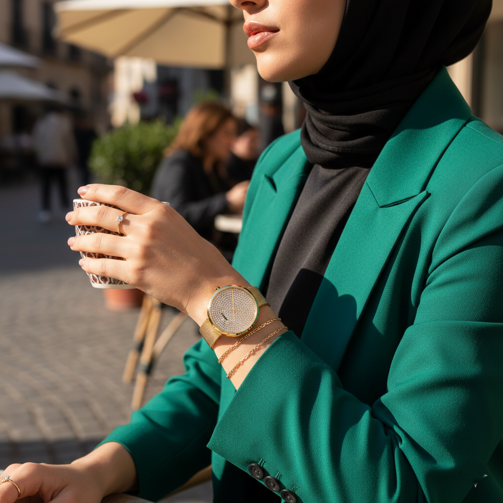 Hugo Boss Crystal Pavé 1502659 36mm Women’s Two-Hand Quartz Watch – Full Crystal-Pavé Dial & Gold Stainless Steel Mesh Bracelet