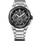 Hugo Boss Supernova 1513359 46mm Men’s Chronograph Watch – Black Dial & Silver Stainless Steel Link Bracelet