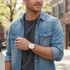Hugo Boss Navigator 1513495 44mm Men’s Chronograph Watch – White Dial & Brown Genuine Leather Strap
