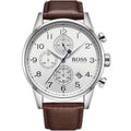 Hugo Boss Navigator 1513495 44mm Men’s Chronograph Watch – White Dial & Brown Genuine Leather Strap