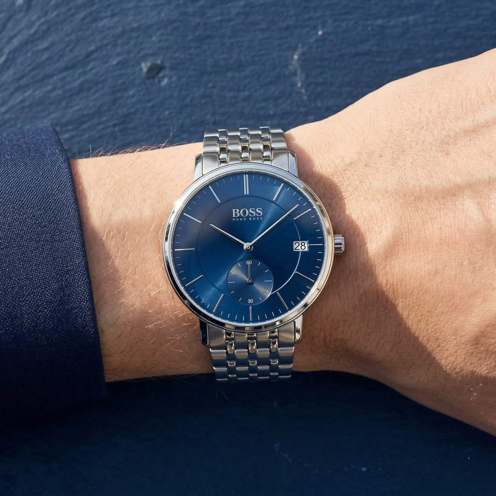 Hugo Boss Corporal 1513642 40mm Men’s Quartz Watch – Blue Dial & Stainless Steel Bracelet