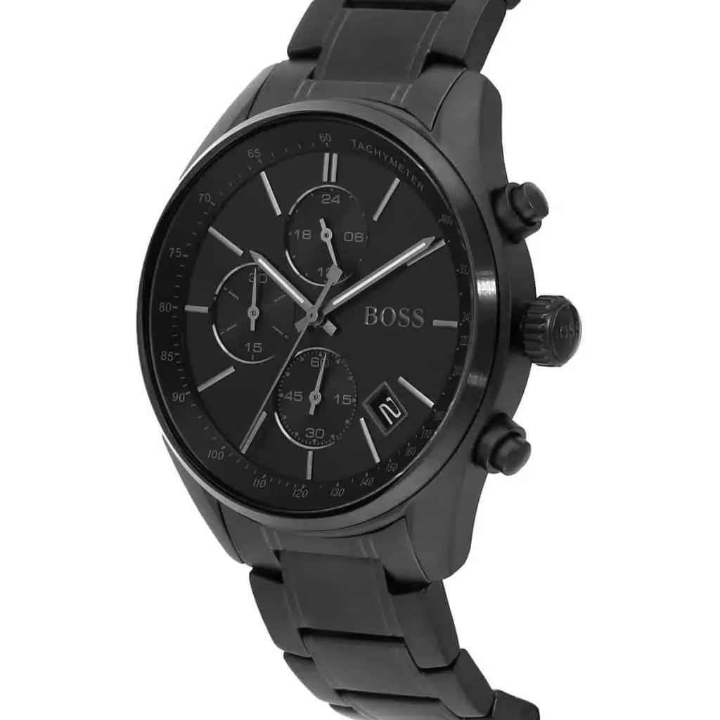 Hugo Boss Grand Prix 1513676 44mm Men’s Chronograph Watch – Black Sunray Dial & Black Stainless Steel Link Bracelet