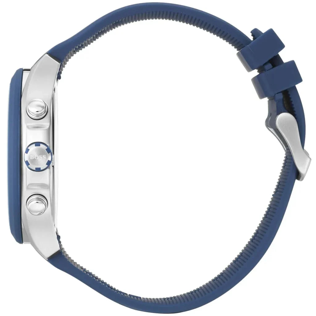 Hugo Boss Velocity 1513717 44mm Men’s Chronograph Watch – Black Dial & Blue Silicone Rubber Strap