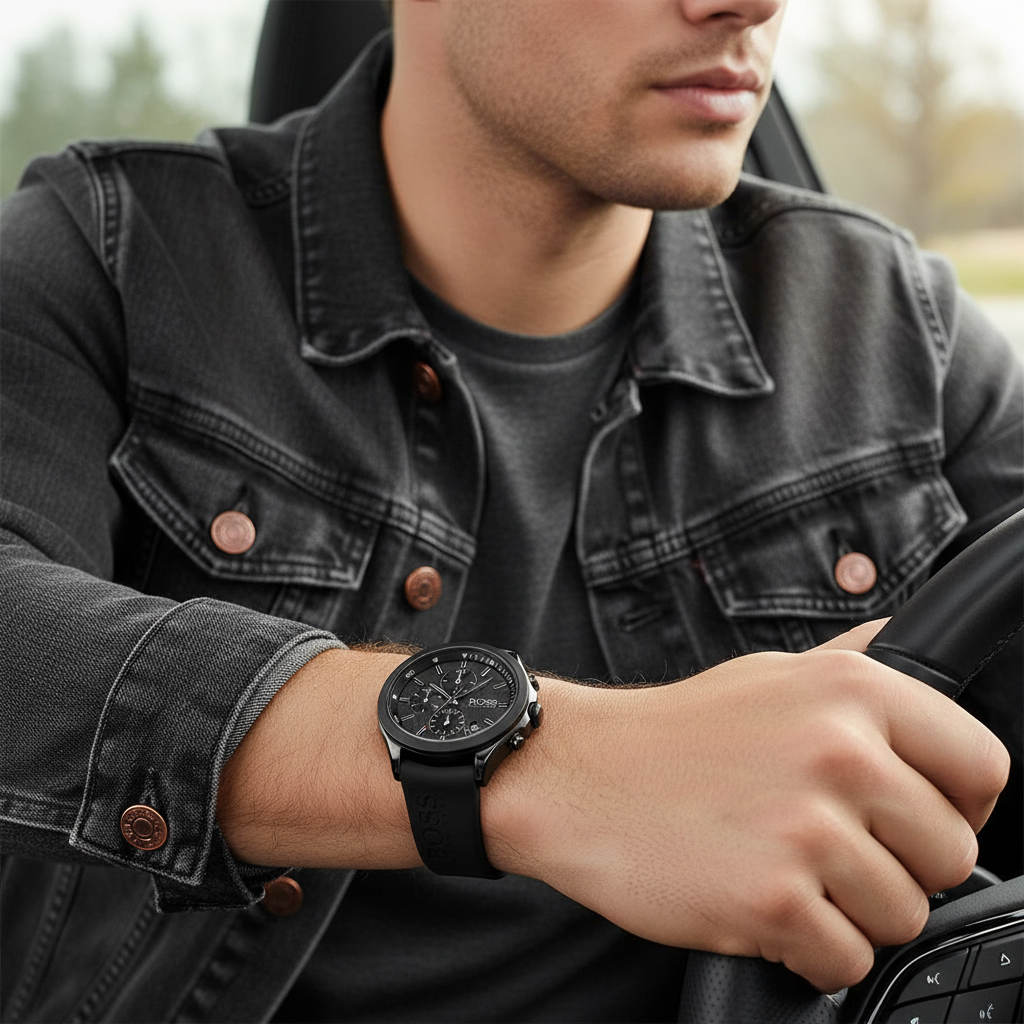 Hugo Boss Velocity 1513720 44mm Men’s Chronograph Watch – Black Dial & Black Silicone Strap