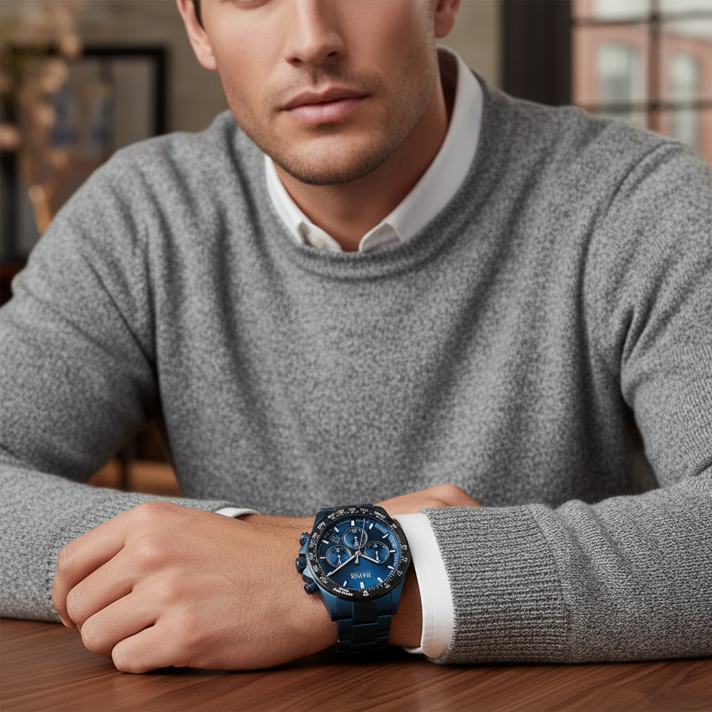 Hugo Boss Hero 1513758 43mm Men’s Chronograph Watch – Blue Sunray Dial & Blue Stainless Steel Link Bracelet