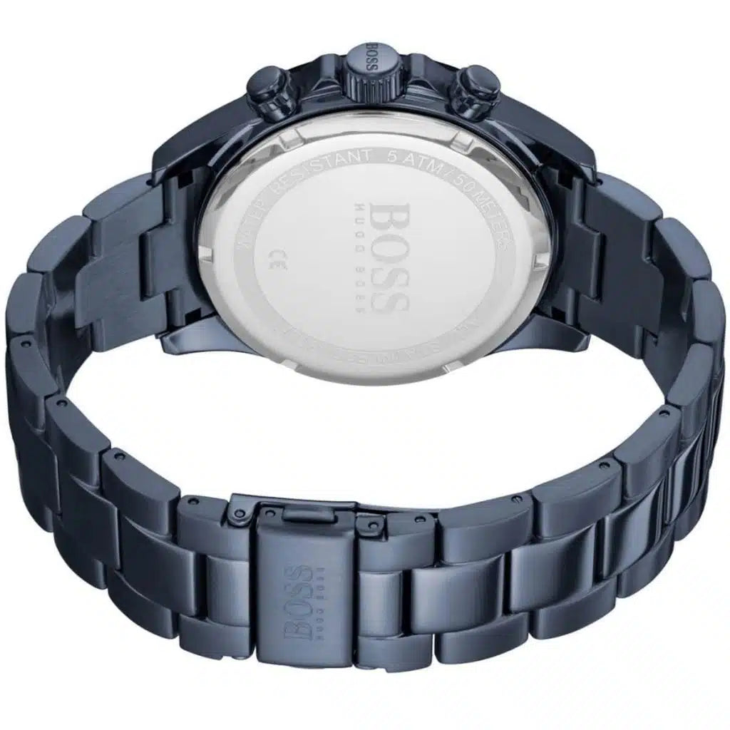 Hugo Boss Hero 1513758 43mm Men’s Chronograph Watch – Blue Sunray Dial & Blue Stainless Steel Link Bracelet