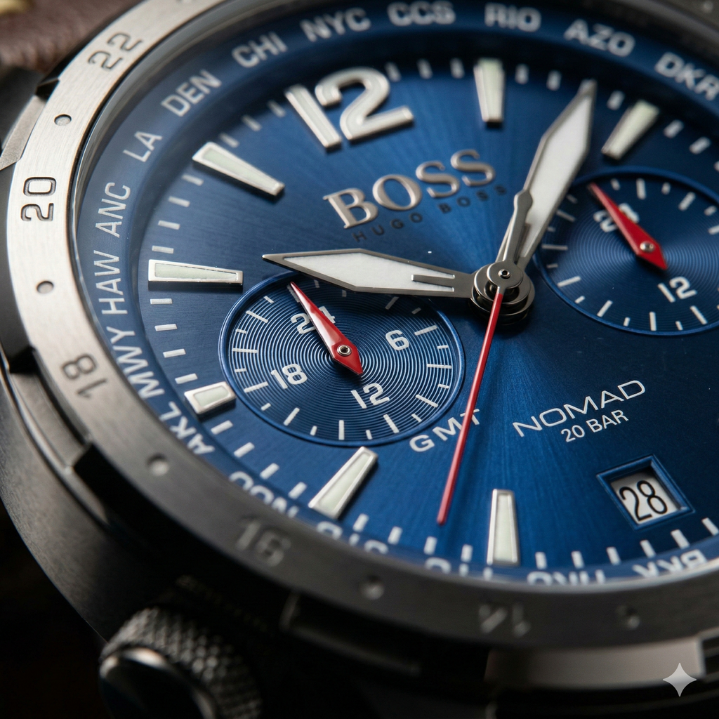 Hugo Boss Nomad 1513773 44mm Men’s Chronograph Watch – Blue Dial & Brown Genuine Leather Strap