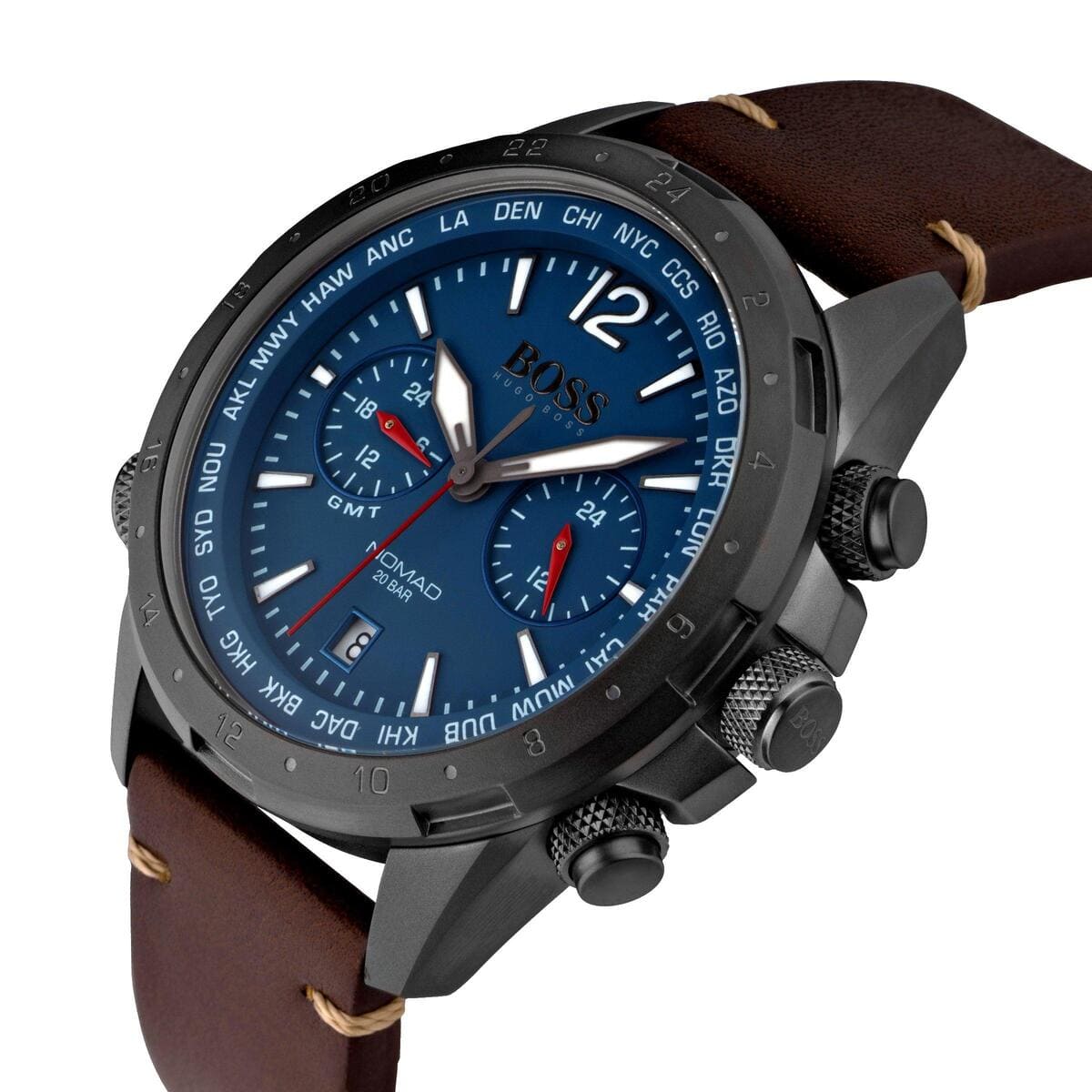 Hugo Boss Nomad 1513773 44mm Men’s Chronograph Watch – Blue Dial & Brown Genuine Leather Strap