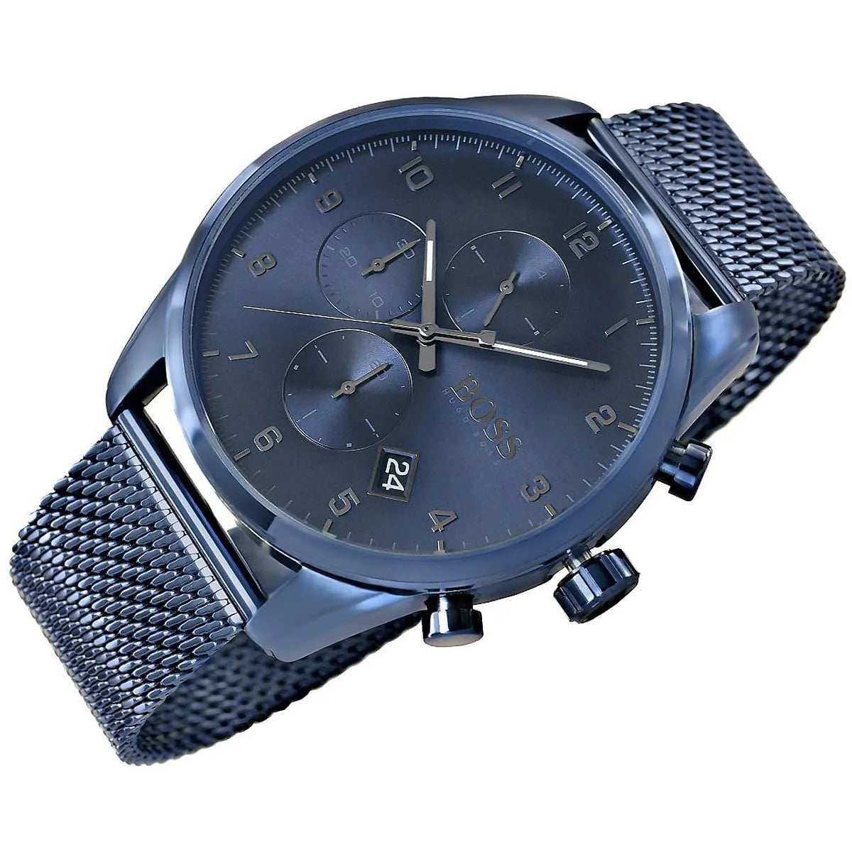 Hugo Boss Skymaster 1513836 43mm Men’s Chronograph Watch – Blue Dial & Stainless Steel Mesh Bracelet