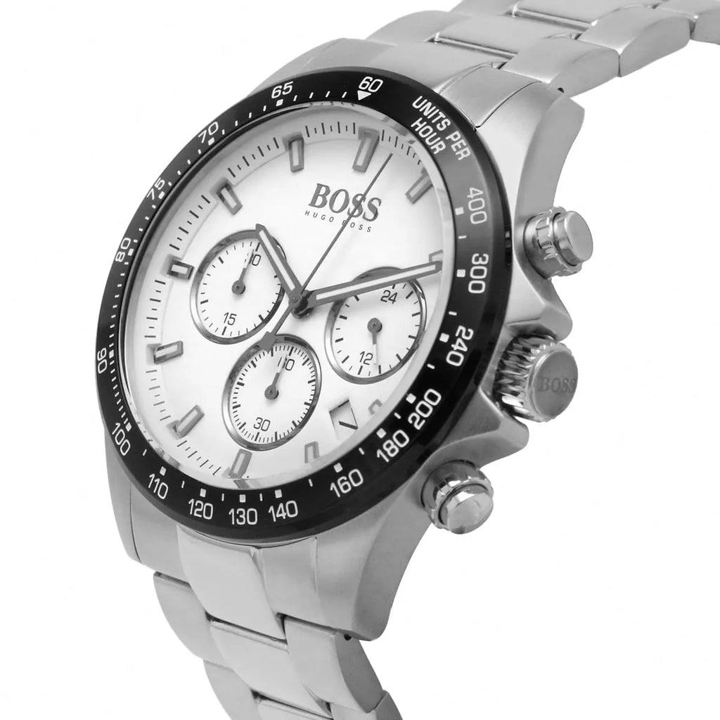 Hugo Boss Volane 1513875 44mm Men’s Chronograph Watch – White Dial & Silver-tone Stainless Steel Link Bracelet