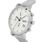 Hugo Boss Skymaster 1513933 43mm Men’s Chronograph Watch – White Dial & Silver-tone Stainless Steel Mesh Bracelet