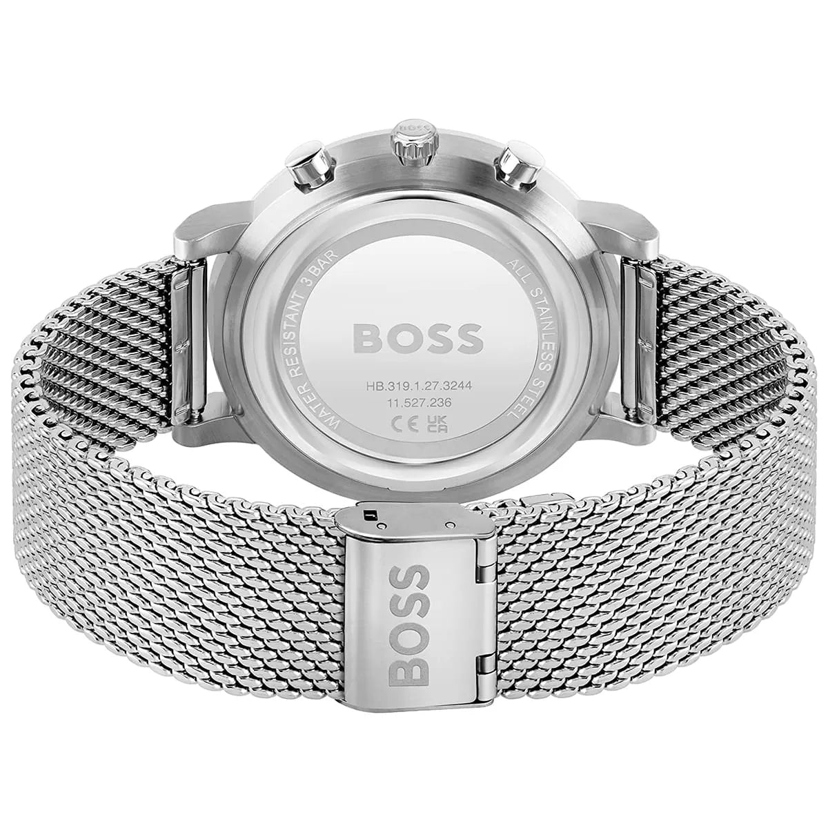 Hugo Boss Skymaster 1513933 43mm Men’s Chronograph Watch – White Dial & Silver-tone Stainless Steel Mesh Bracelet