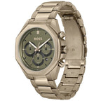 Hugo Boss Cloud 1514019 43mm Men’s Chronograph Watch – Olive Green Dial & Beige Gold Stainless Steel Link Bracelet