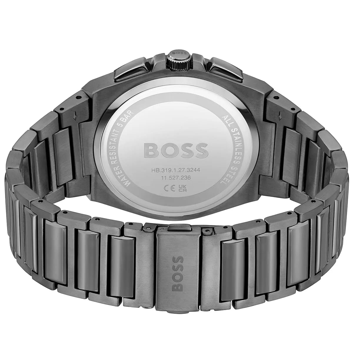 Hugo Boss Steer 1514045 44mm Men’s Chronograph Watch – Olive Green Dial & Gunmetal Grey Stainless Steel Link Bracelet