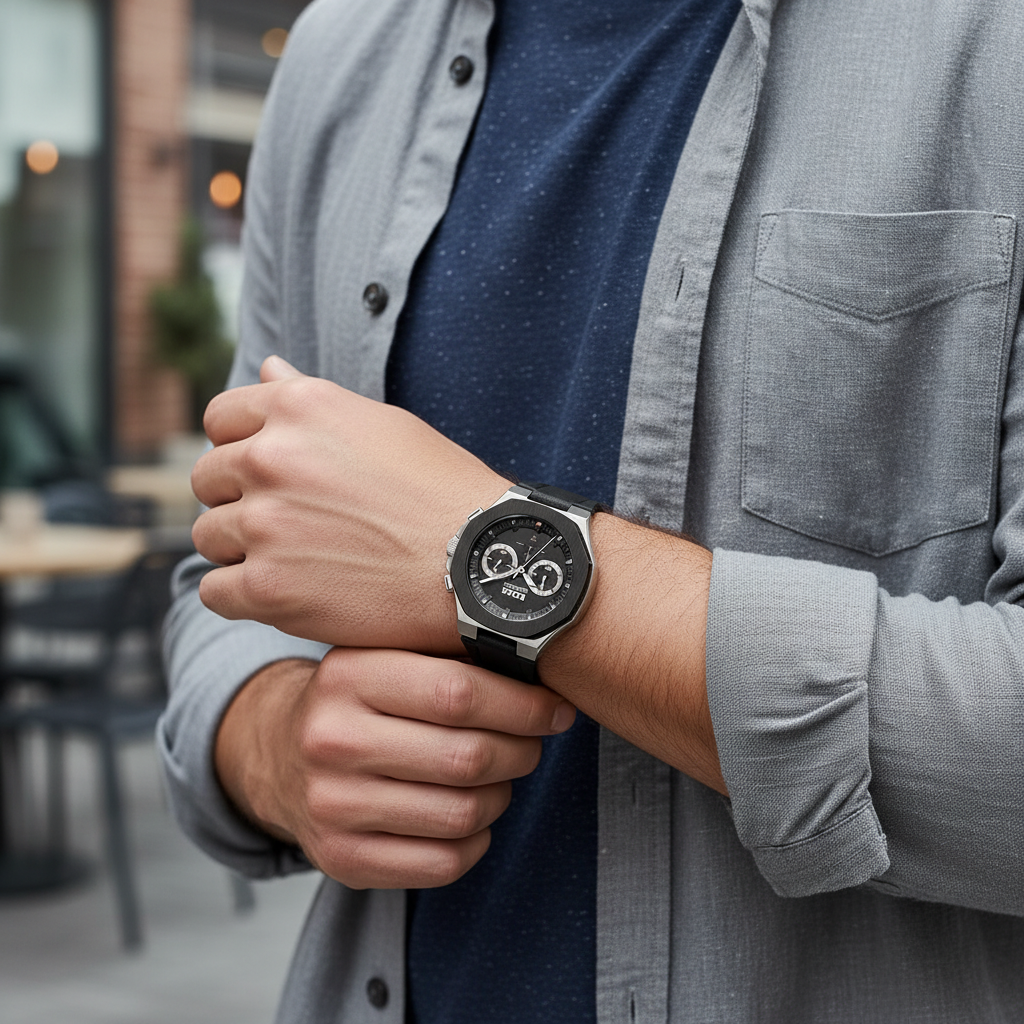 Hugo Boss Taper 1514085 45mm Men’s Chronograph Watch – Black Dial & Black Rubber Strap